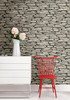 FD23275 Ledge Wall Wallpaper in Grey Slate Colors with Thin Stones Modern Style Non Woven Unpasted Wall Covering by Brewster