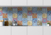 GW2011 Grace & Gardenia Red Blue & Gold Mosaic Tile Peel and Stick Wallpaper