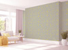 GP190042 Grace & Gardenia - Yellow Wavy Grid Lines on Gray Premium Peel and Stick Wallpaper Panel 6 Ft High x 26" Wide