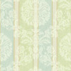 York Wallcoverings EB2093 Carey Lind Vibe Woven Damask Stripe Wallpaper Chambray Blue/Frosted Lime Green/Ecru/Cream