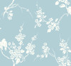 York Wallcoverings SS2593 Silhouettes Imperial Blossoms Branch Wallpaper Blue