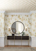 York Wallcoverings SS2590 Silhouettes Imperial Blossoms Branch Wallpaper Metallic Gold/White