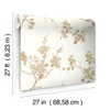 York Wallcoverings SS2590 Silhouettes Imperial Blossoms Branch Wallpaper Metallic Gold/White