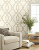 York Wallcoverings ME1554 Magnolia Home Vol. II Woven Trellis  Embossed Letter (Beige)