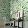 Tropical Love Birds Wallpaper,Aqua/ Green/Blue/ White Prepasted Surestrip 27 In wide x 27 ft long 60.8 Sq Ft Designer Quality