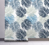 GW12051 Blue and Gray Leaves  Peel and Stick Wallpaper Roll 20.5 inch Wide x 18 ft. Long, Blue/Gray