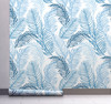 GW12061 Hand Drawn Palms Peel and Stick Wallpaper Roll 20.5 inch Wide x 18 ft. Long, Blue