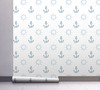 GW12081 Blue Nautical Anchor Peel and Stick Wallpaper Roll 20.5 inch Wide x 18 ft. Long, Blue/White