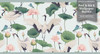 GB50042 Cranes and Grasshoppers Peel and Stick Wallpaper Border 10in Height x 15ft Long Gray Green Pink