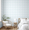 GW0061 Hand Painted Grid Peel and Stick Wallpaper Roll 20.5 inch Wide x 18 ft. Long, Light Blue/White