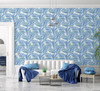 GW2123 Paint Spattered Palms Peel and Stick Wallpaper Roll 20.5 inch Wide x 18 ft. Long, Light Blue/Green