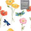 GW5081 Poppies and Dragonflies Peel and Stick Wallpaper Roll 20.5 inch Wide x 18 ft. Long, Yellow/Orange/Blue