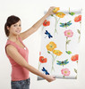 GW5081 Poppies and Dragonflies Peel and Stick Wallpaper Roll 20.5 inch Wide x 18 ft. Long, Yellow/Orange/Blue