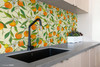 GW5071 Orange Blossoms Peel and Stick Wallpaper Roll 20.5 inch Wide x 18 ft. Long, Orange/Green/Yellow