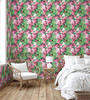 GW2141 Tropical Orchids and Butterflies Peel and Stick Wallpaper Roll 20.5 inch Wide x 18 ft. Long, Green/Pink