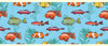 GB90061 Cartoon Fish Peel and Stick Wallpaper Border 10in Height x 15ft Long Blue Green Orange