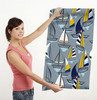 GN1021 Sailboats at Sunset Pattern Fine Wallpaper Roll size 26 inch Wide x 27 ft. Long, Gray/Navy/Yellow