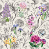 GN5031 Vibrant Flowers on Black and White Fine Wallpaper Roll size 26 inch Wide x 27ft. Long, Multicolor