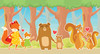 GB90081 Woodland Families Peel and Stick Wallpaper Border 10in Height x 15ft Brown Green Red Blue