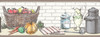 GB40011 Basket and Kitchenware Peel and Stick Wallpaper Border 10in Height x 15ft Off White Brown Gray Red Blue