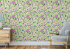 GW5101 Grace & Gardenia Blueberry Floral Garden Peel and Stick Wallpaper Roll 20.5 inch Wide x 18 ft. Long, Green Purple Blue Pink