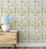 GW5091 Lemon Tile Peel and Stick Wallpaper Roll 20.5 inch Wide x 18 ft. Long, Yellow Green Blue