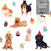 GW9011 Party Dogs and Cupcakes Peel and Stick Wallpaper Roll 20.5 inch Wide x 18 ft. Long, White Pink Beige Blue