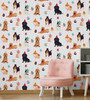 GW9011 Party Dogs and Cupcakes Peel and Stick Wallpaper Roll 20.5 inch Wide x 18 ft. Long, White Pink Beige Blue