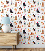 GW9011 Party Dogs and Cupcakes Peel and Stick Wallpaper Roll 20.5 inch Wide x 18 ft. Long, White Pink Beige Blue
