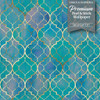 GW7011 Watercolor Moroccan Pattern Peel and Stick Wallpaper Roll 20.5 inch Wide x 18 ft. Long, Turquoise Purple Blue Tan Wall paper for Accent wall Bedroom Kitchen