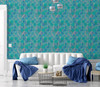 GW7011 Watercolor Moroccan Pattern Peel and Stick Wallpaper Roll 20.5 inch Wide x 18 ft. Long, Turquoise Purple Blue Tan Wall paper for Accent wall Bedroom Kitchen