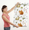 GW3022 Grace & Gardenia Woodland Squirrel & Rabbit Peel and Stick Wallpaper Roll 20.5 inch Wide x 18 ft. Long, Beige/White/Gray