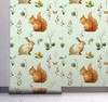 GW3021 Grace & Gardenia Woodland Squirrel & Rabbit Peel and Stick Wallpaper Roll 20.5 inch Wide x 18 ft. Long, Beige Green Gray