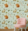 GW3021 Grace & Gardenia Woodland Squirrel & Rabbit Peel and Stick Wallpaper Roll 20.5 inch Wide x 18 ft. Long, Beige Green Gray