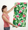 GW2191 Grace & Gardenia Hand Painted Tropical Peel and Stick Wallpaper Roll 20.5 inch Wide x 18 ft. Long, Green Pink