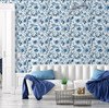 GW5131 Grace & Gardenia Watercolor Floral on Paper Peel and Stick Wallpaper Roll 20.5 inch Wide x 18 ft. Long, Blue