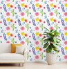 GW5121 Grace & Gardenia Hand Painted Floral Peel and Stick Wallpaper Roll 20.5 inch Wide x 18 ft. Long, Blue Green Yellow White