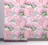 GW5141 Grace & Gardenia  Pink Watercolor Peonies  Peel and Stick Wallpaper Roll 20.5 inch Wide x 18 ft. Long, Pink Green