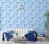 GW5174 Grace & Gardenia Leaf Print Pattern Peel and Stick Wallpaper Roll 20.5 inch Wide x 18 ft. Long, Blue Gray White