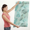 GW5173 Grace & Gardenia Leaf Print Pattern Peel and Stick Wallpaper Roll 20.5 inch Wide x 18 ft. Long, Aqua Gray Cream