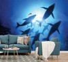 GM0190 Grace & Gardenia Whales with Diver Premium Peel and Stick Mural 13ft. wide x 10ft. height, Blue Black