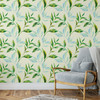 GW5231 Grace & Gardenia Pastel Watercolor Leaves Peel and Stick Wallpaper Roll 20.5 inch Wide x 18 ft. Long, Green Blue