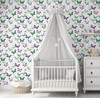 GW2241 Grace & Gardenia Painted Lady Butterflies Peel and Stick Wallpaper Roll 20.5 inch Wide x 18 ft. Long, Green Pink Purple