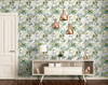 GW5241 Grace & Gardenia Pastel Watercolor Magnolias with Butterflies Peel and Stick Wallpaper Roll 20.5 inch Wide x 18 ft. Long, Green Yellow White