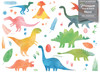 GM0450 Grace & Gardenia Watercolor Dinosaurs Premium Peel and Stick Mural 156in wide x 112in height, Blue Green Yellow