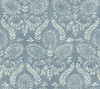 York Wallcoverings Bohemian Luxe BO6733 Laurel Damask Wallpaper Blue