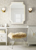 York Wallcoverings Black and White Resource Library BW3952 Shell Damask Wallpaper Cream Pearl