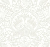 York Wallcoverings Black and White Resource Library BW3932 Egret Damask Wallpaper White Cream