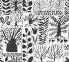 York Wallcoverings Black and White Resource Library BW3862 Primitive Trees Wallpaper Black White