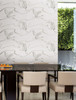 York Wallcoverings Black and White Resource Library BW3873 Soaring Cranes Wallpaper White Silver